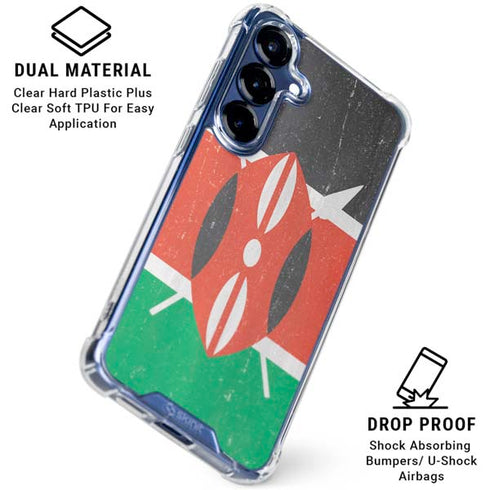 Kenya Flag Distressed Galaxy S25 Clear Case